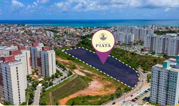 Vista aérea do terreno do Encanto Piatã em Salvador